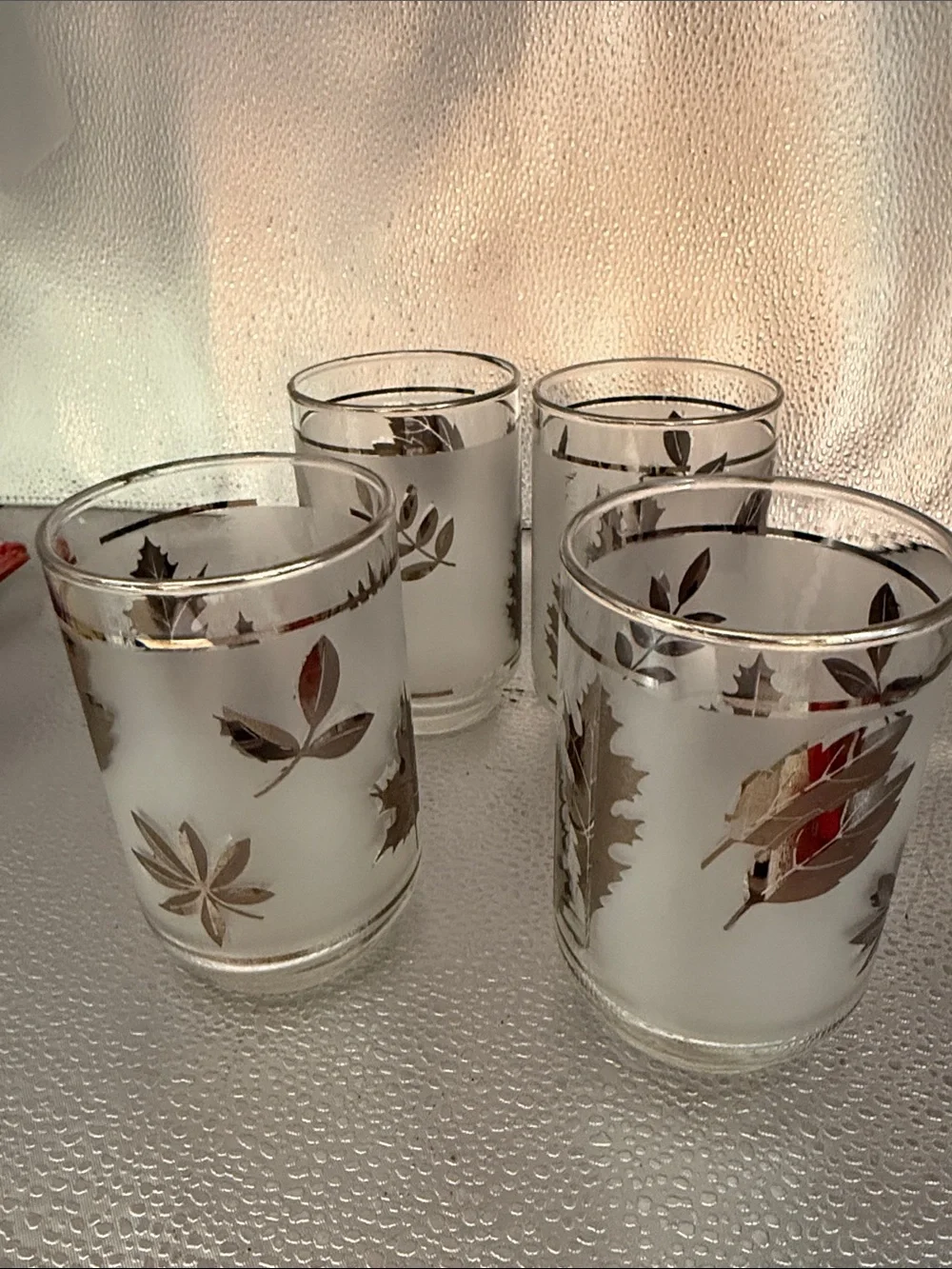 Vintage Libbey Silver Leaf Frosted MCM set of 4